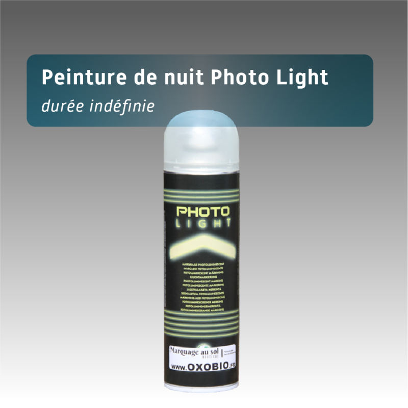 Bombe de marquage photoluminescente auto-éclairante pour signalétique de nuit
